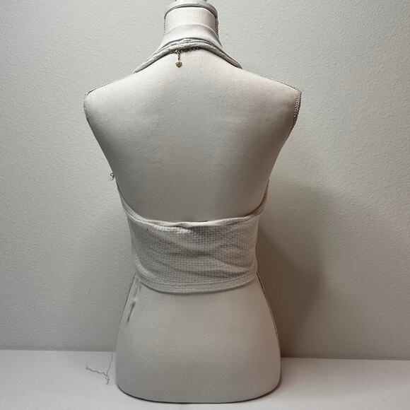 Princess Polly Size Small White Haltered Backless Cute Sumemr 97% Cotton - Picture 2 of 6